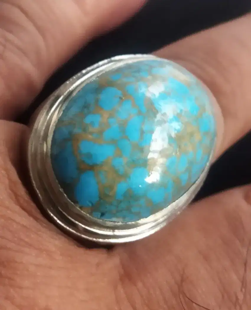 Cincin Batu Pirus Mesir Ceplok Urat Mas Istimewa