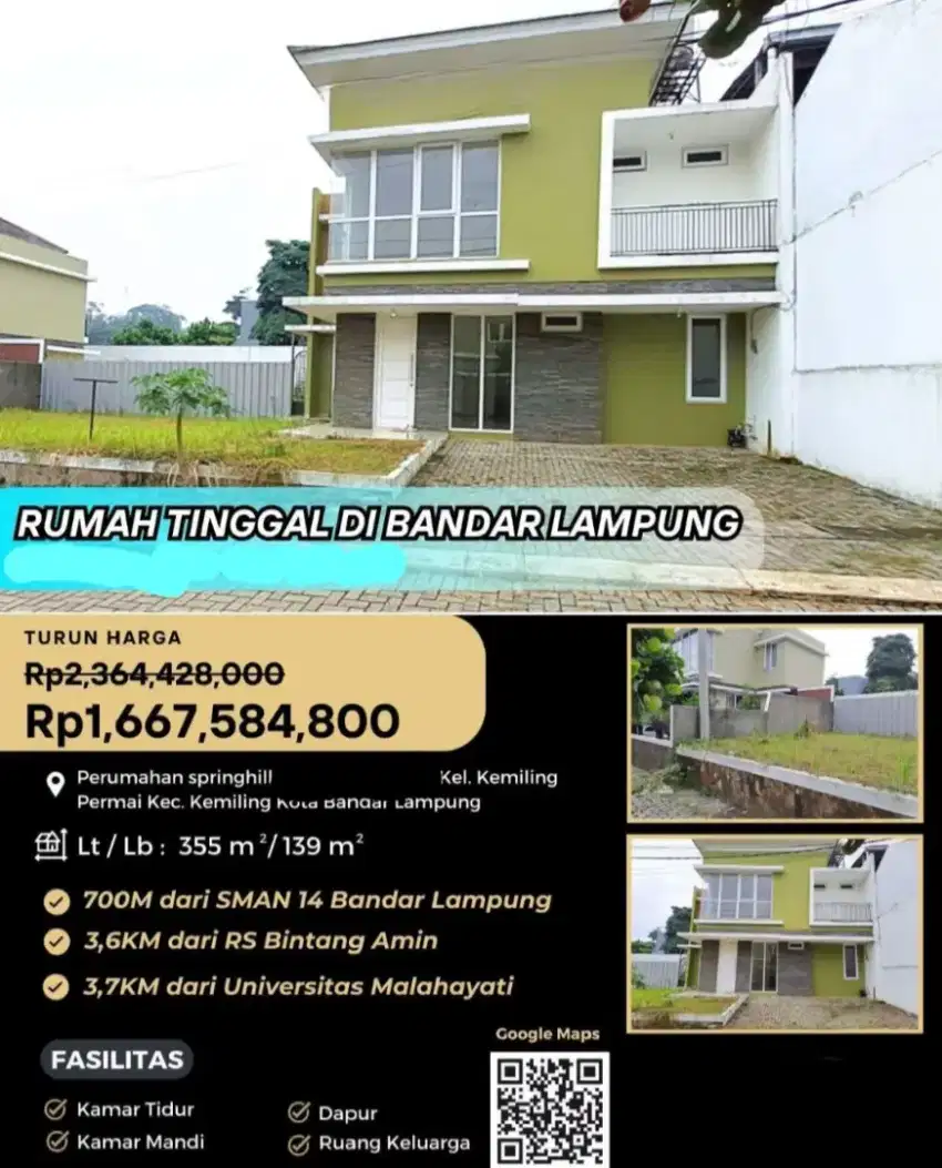 Dijual Rumah Siap Huni Springhill Kemiling Permai