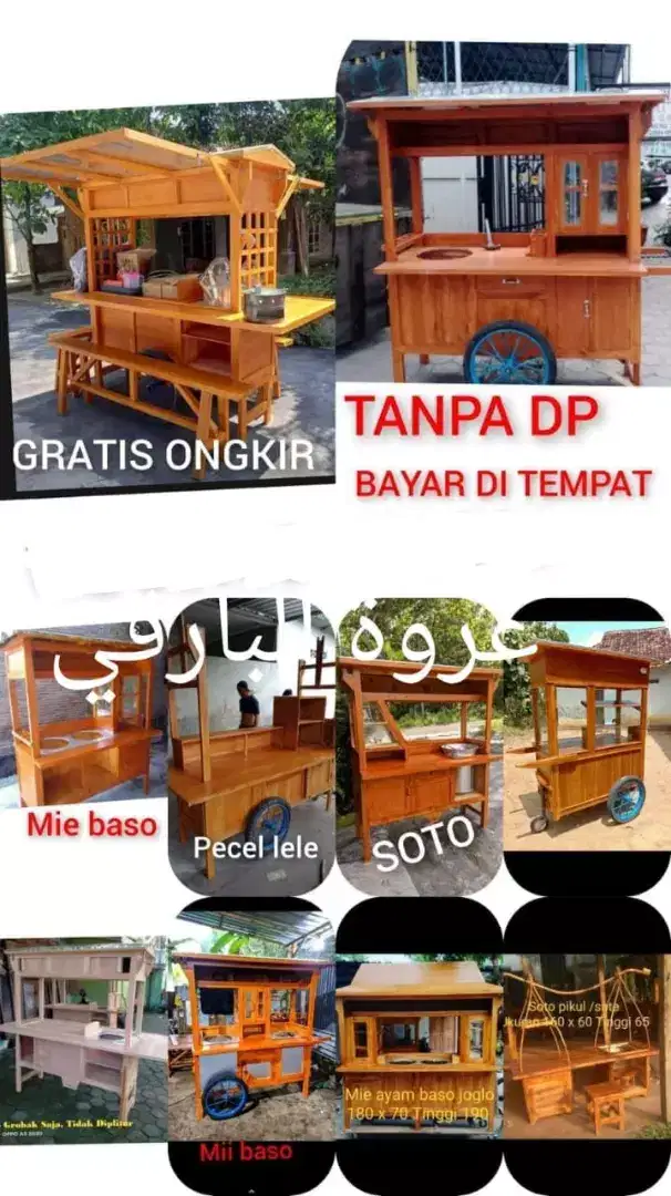 COD GEROBAK BAKSO SOTO GEROBAK ANGKRINGAN GEROBAK CUSTOM FREE ONGKIR