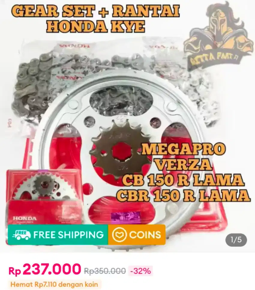 Gear set megapro verza cb150 lama cbr150 lama