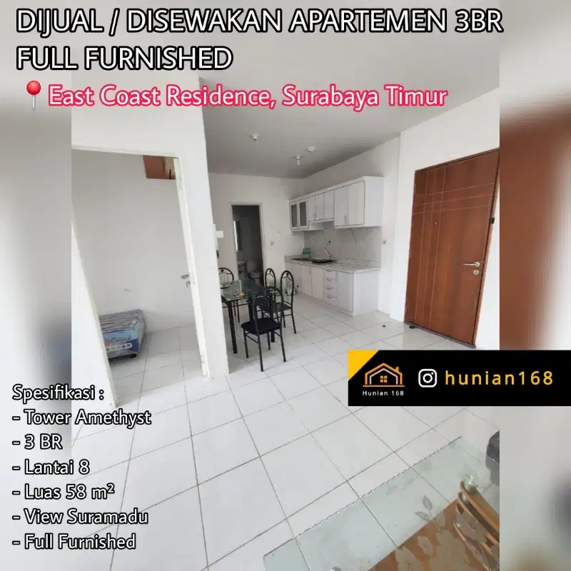 JUAL SEWA East Coast Residence 3BR 3 BR Full Furnished Pakuwon City