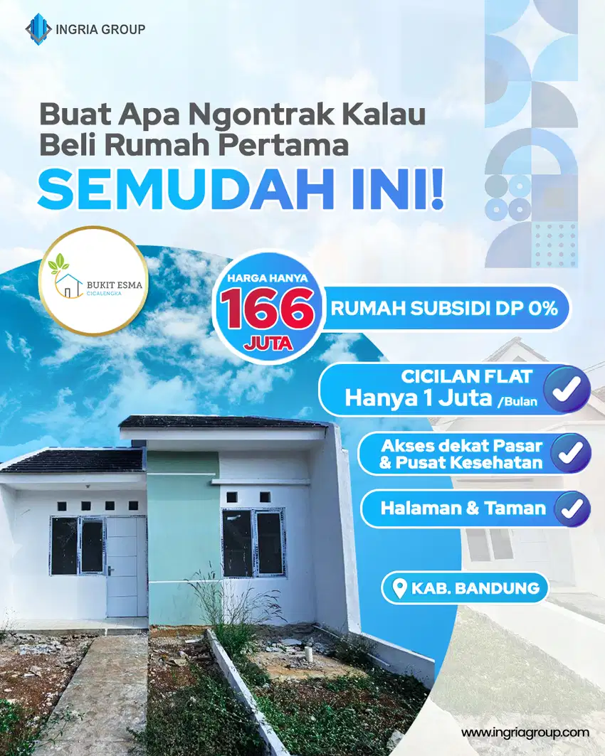 Ready stock Rumah Subsidi di bandung Cicilan 1 jutaan dkt jatinangor