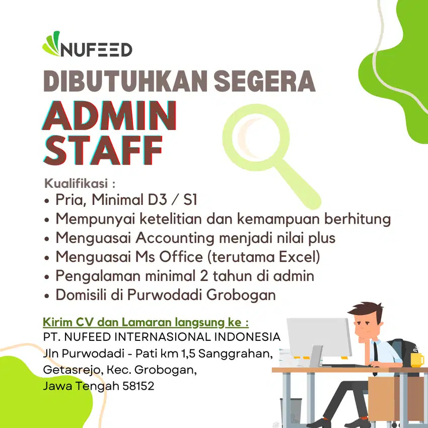 STAFF ADMIN PABRIK PAKAN TERNAK