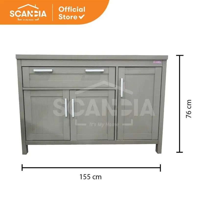 SCANDIA Kitchen Cabinet Bottom Kabinet Dapur Sander 115x43x76 Cm Linen