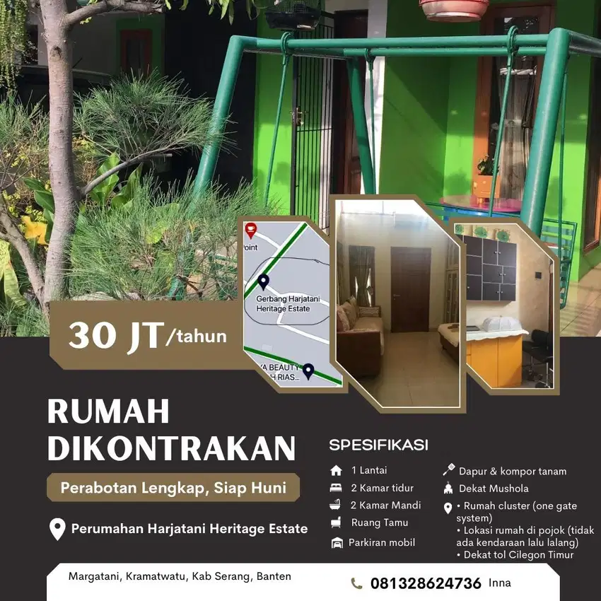 DIKONTRAKKAN / DISEWAKAN RUMAH CLUSTER DI CILEGON BANTEN