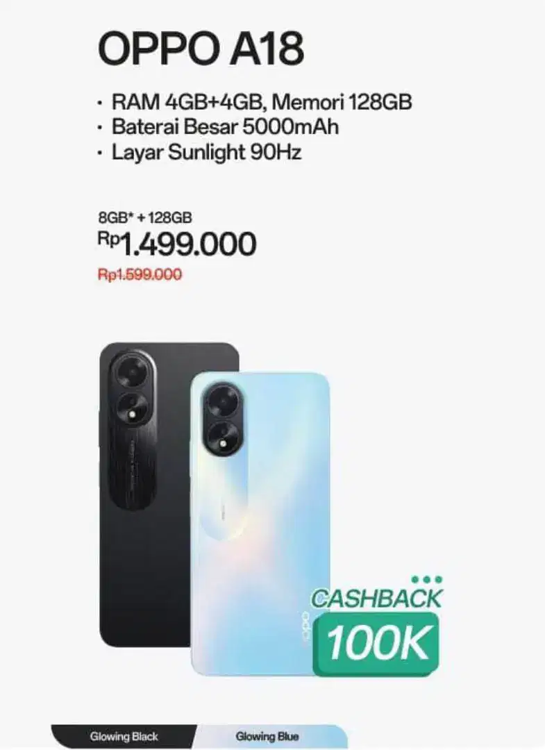 OPPO A18 Ram 4+4/128GB, 90Hz smooth Display