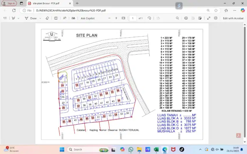 Tanah dijual komp. Perumahan cluster Cahaya Bumi Residence