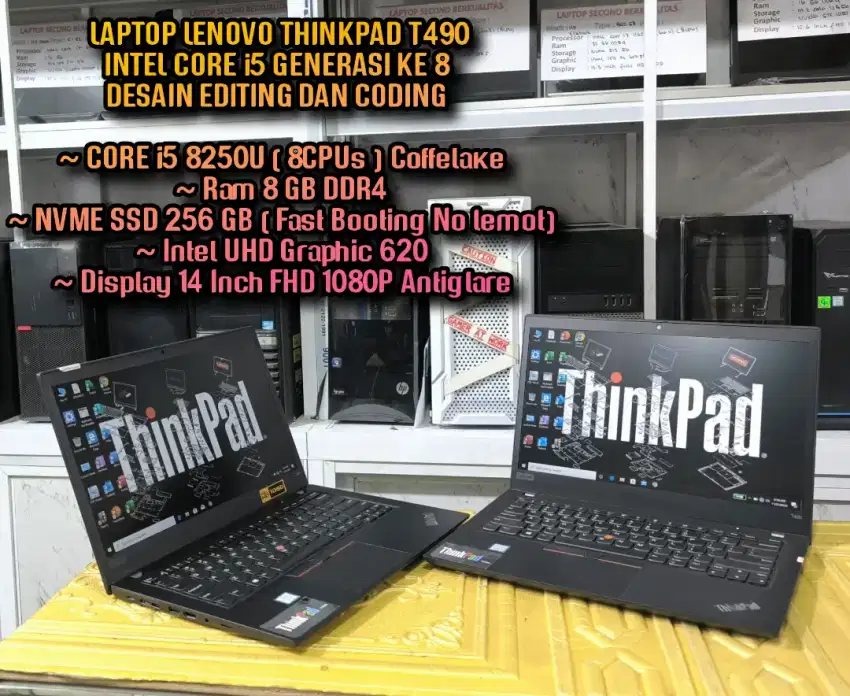 LENOVO THINKPAD T490 SUPER MULUS INTEL CORE i5 8TH LAPTOP EDITING