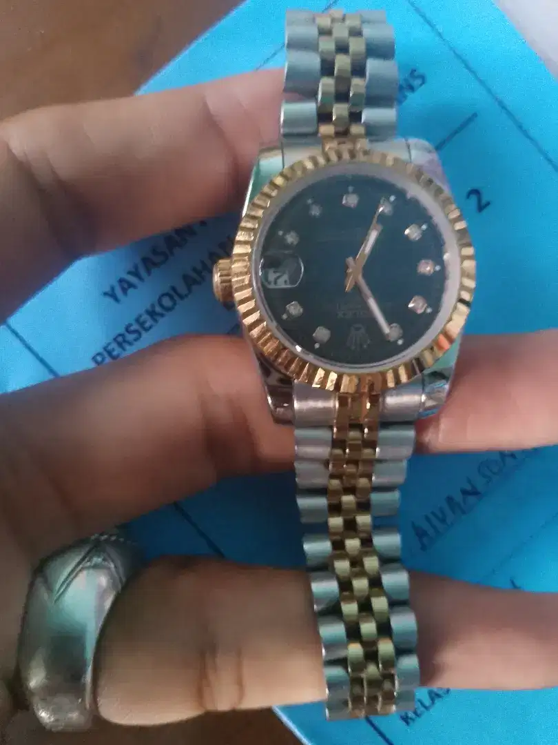 Jam rolex rantai rose gold cewek