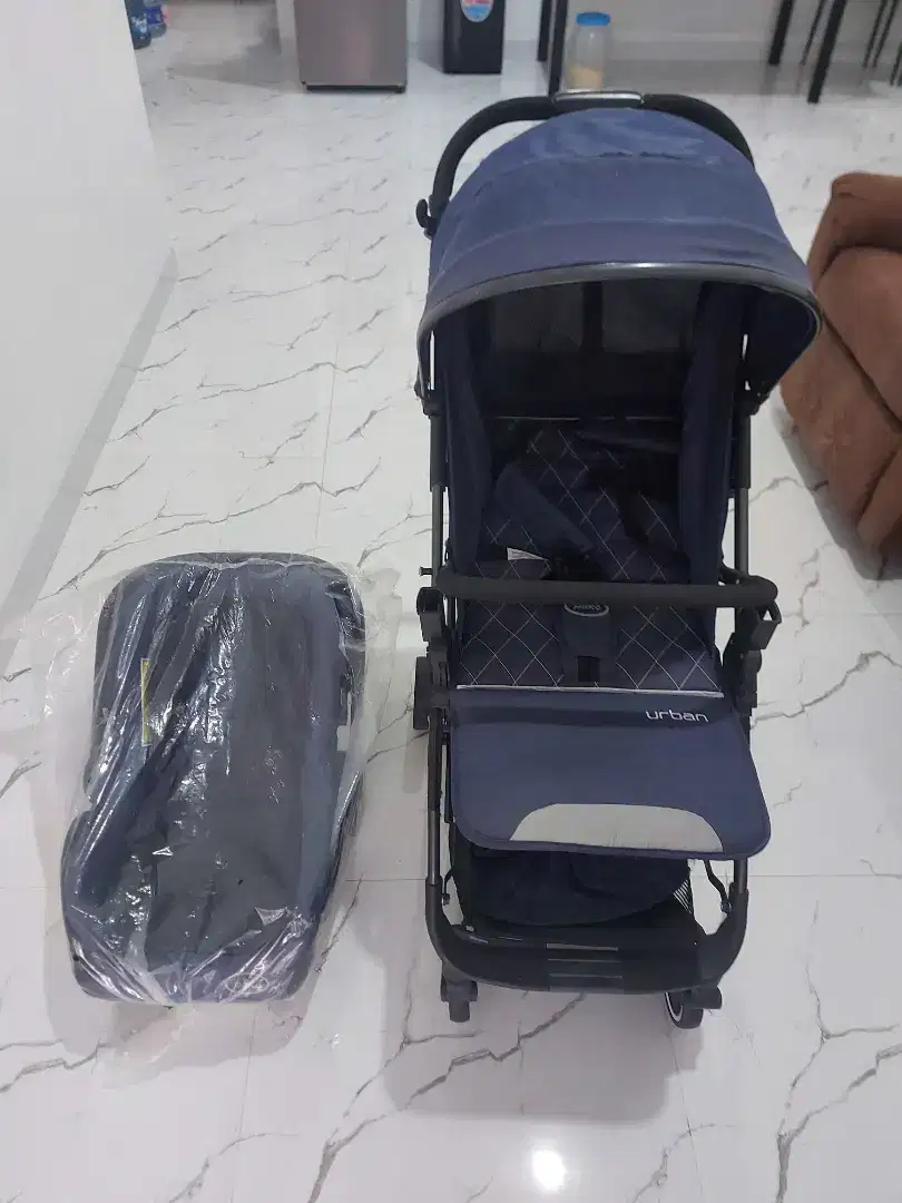 Jual stroller with car seat pliko urban blue