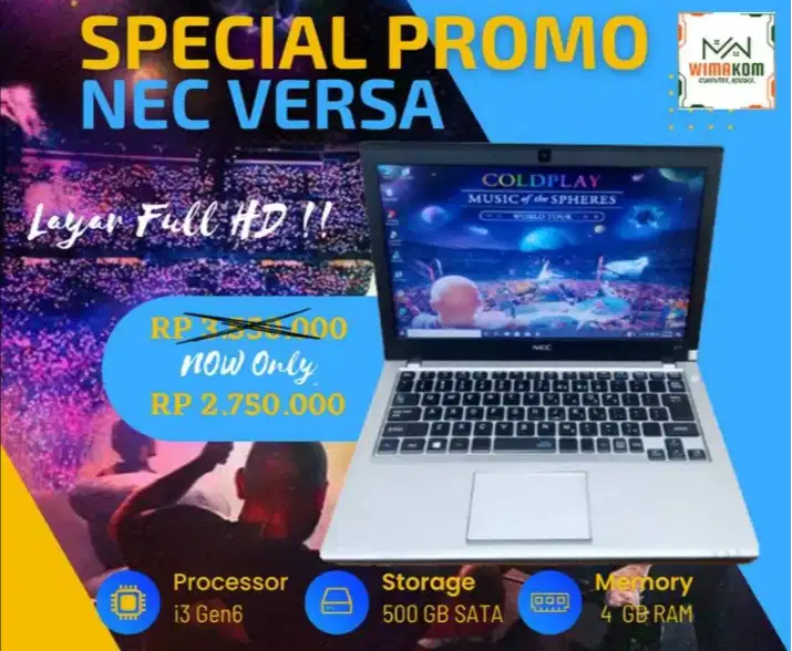MURAH Laptop Nec Versa Japan i3 Gen6 Ram 4Gb Hdd 500Gb (W)