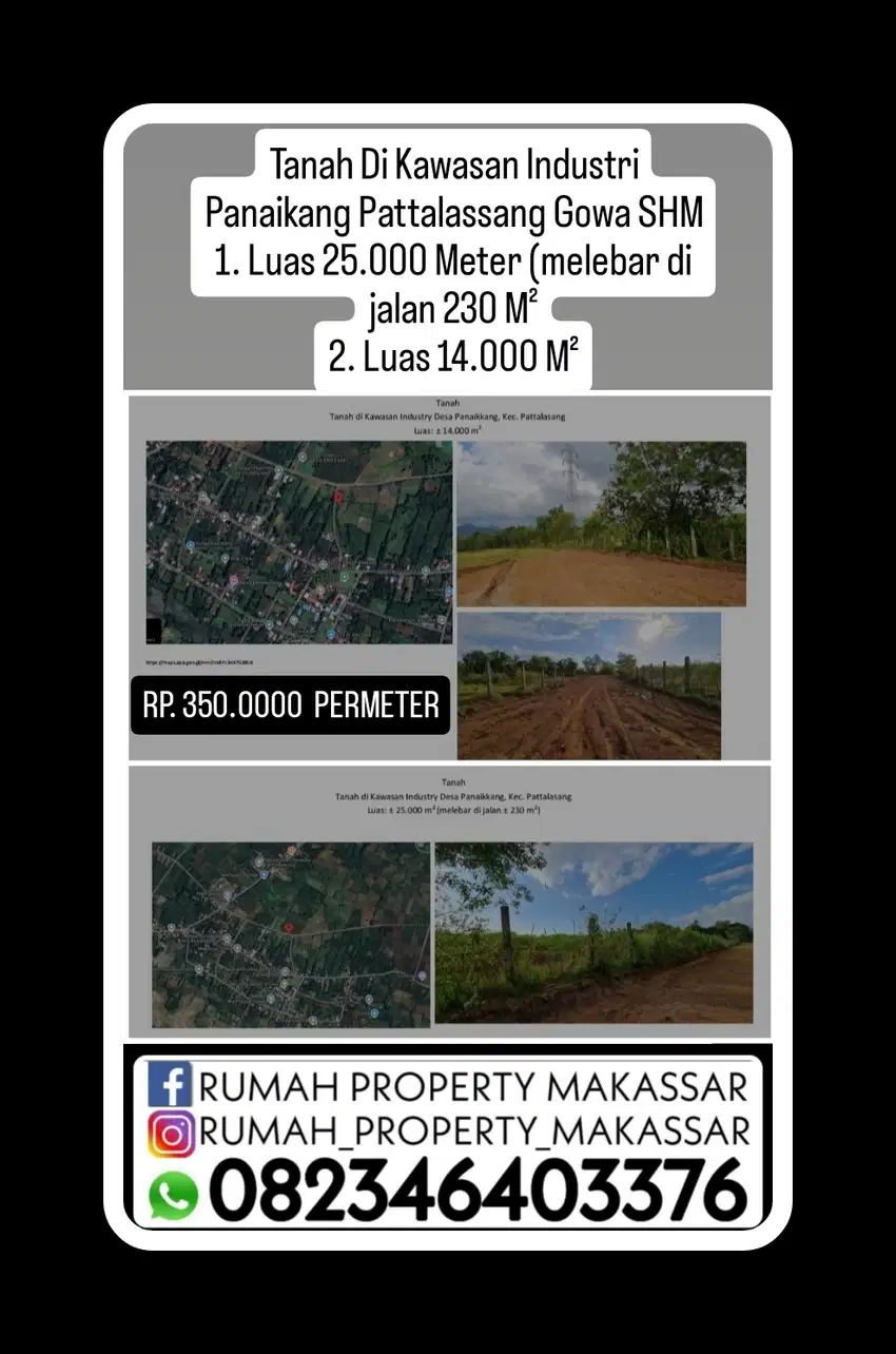 Tanah kawasan Industri Panaikang Pattalassang Gowa SHM 25.000M&14.000