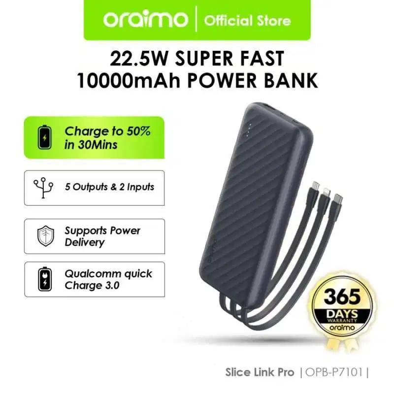 Oraimo Powerbank Slice Link Pro OPB-P7101 Real Capacity 10000mAH 22.5W