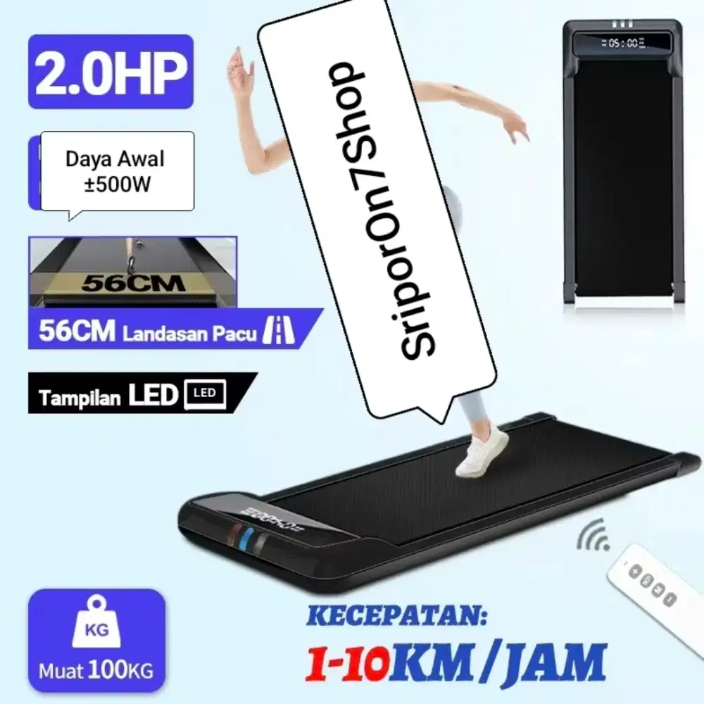 Treadmill Listrik / Running Pad Tanpa Pegangan