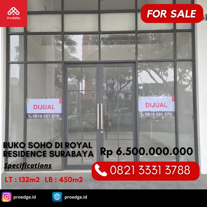 Dijual Cepat Ruko Soho 4 lantai di Royal Residence Wiyung Surabaya