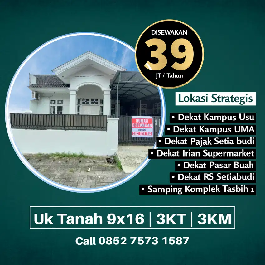 Rumah disewakan komplek samping Tasbi 1 / tasbih 1