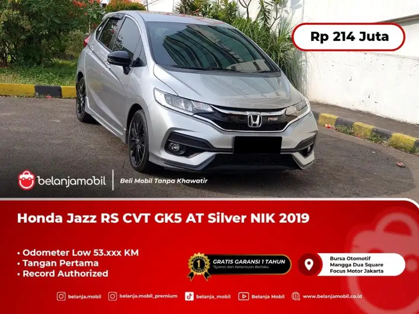 [ LOW KM ] Honda Jazz RS CVT GK5 AT Silver 2019/2020