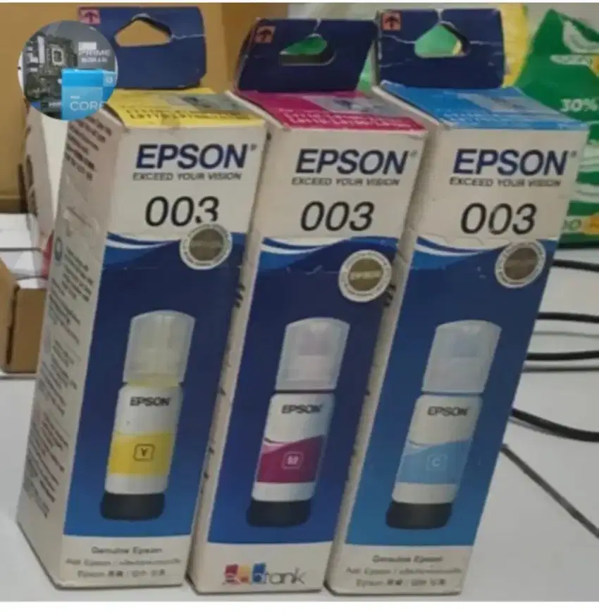 Tinta Original HP GT52 B, GT53 CMY, Epson 003 CMY, Canon Pixma 790 CMY