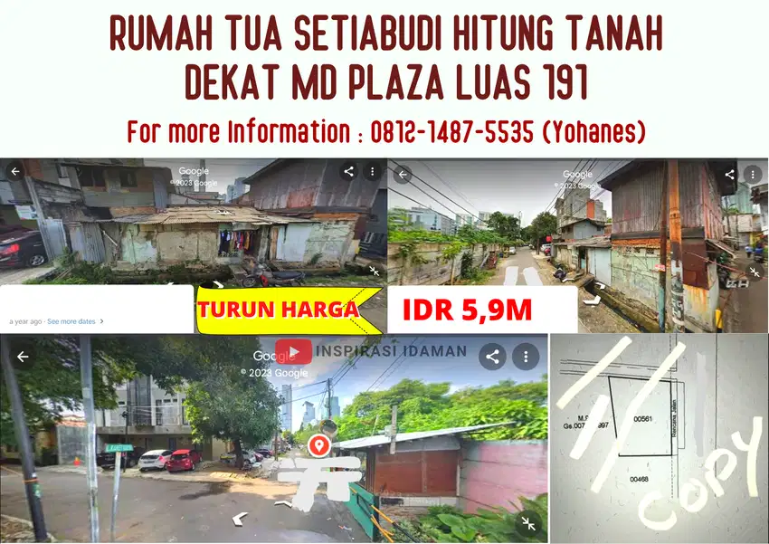 Jual Cepat Rumah tua Setiabudi hitung tanah dekat MD Plaza