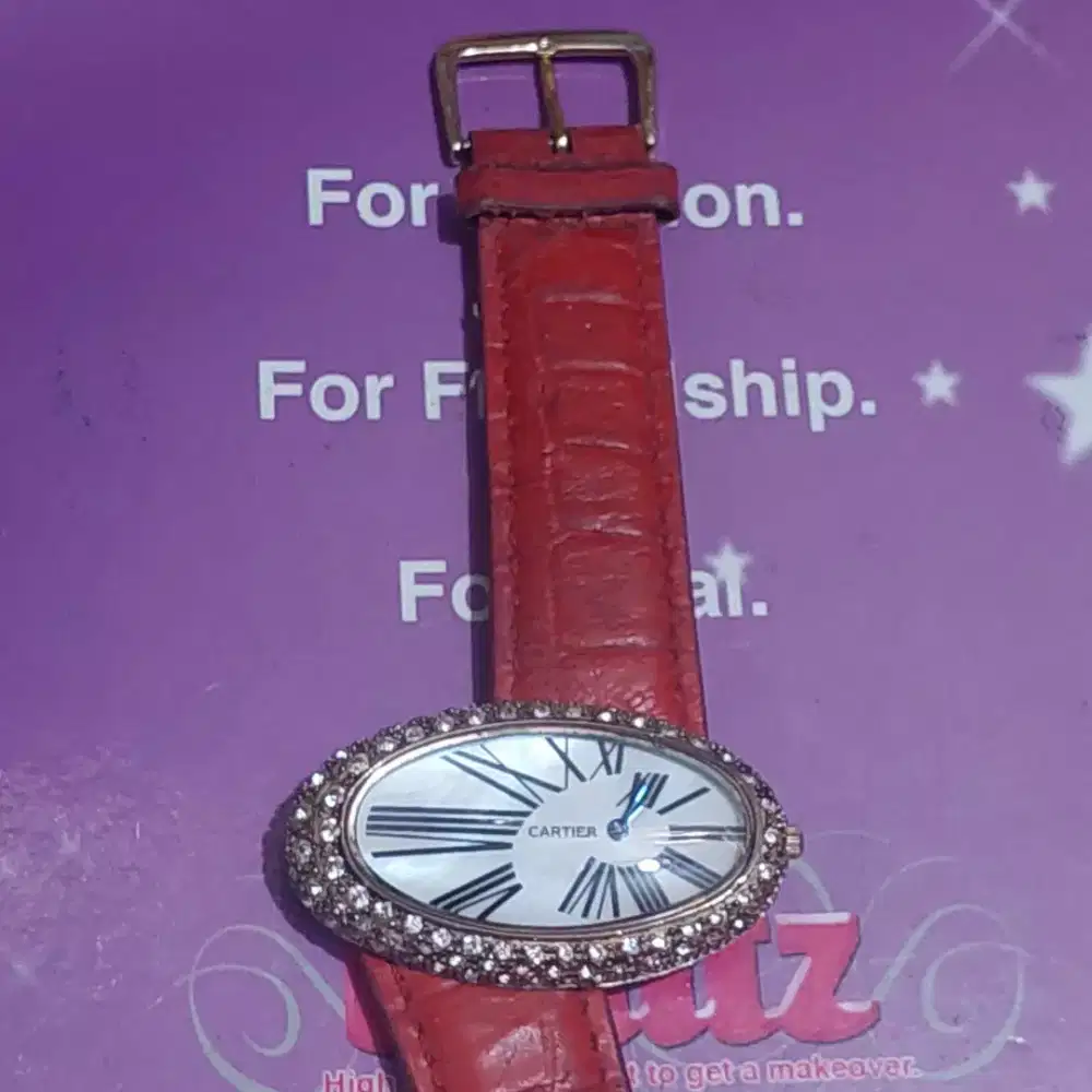 Jam Tangan Cartier Quartz Original Swiss Made utk wanita dg permata