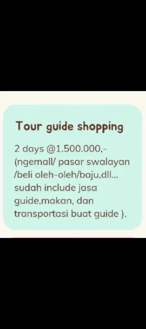 Tour guide shopping, art, kuliner