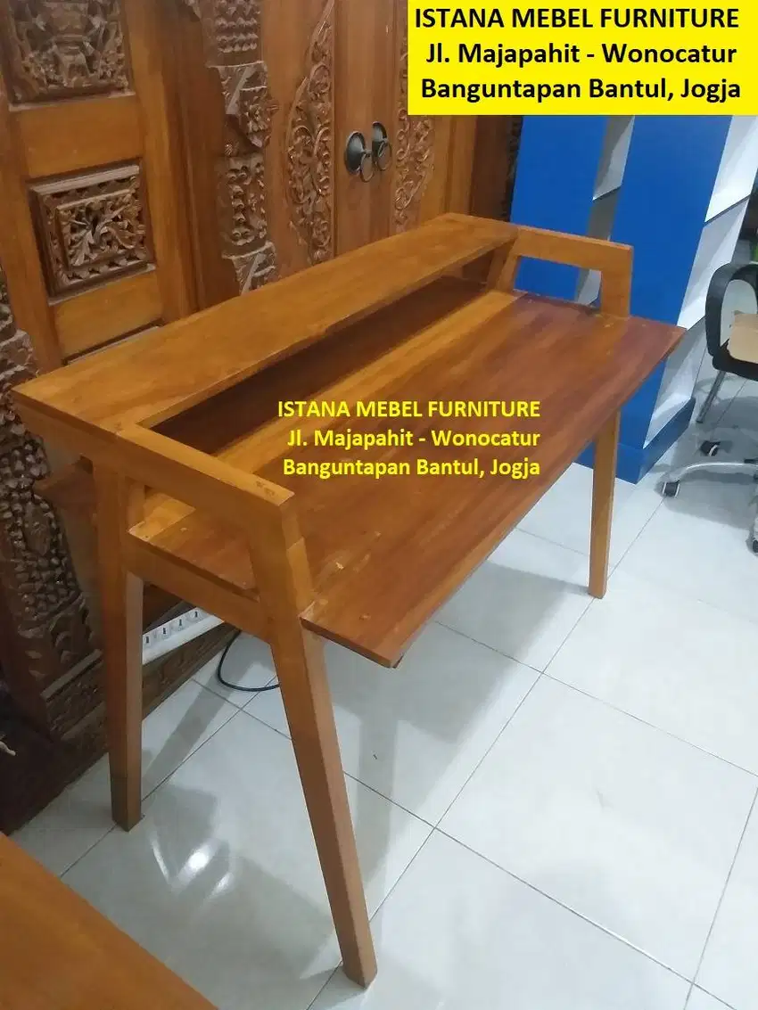 Meja Rak Kerja Tulis Komputer Kantor Belajar Rak Susun Tingkat Kayu #S