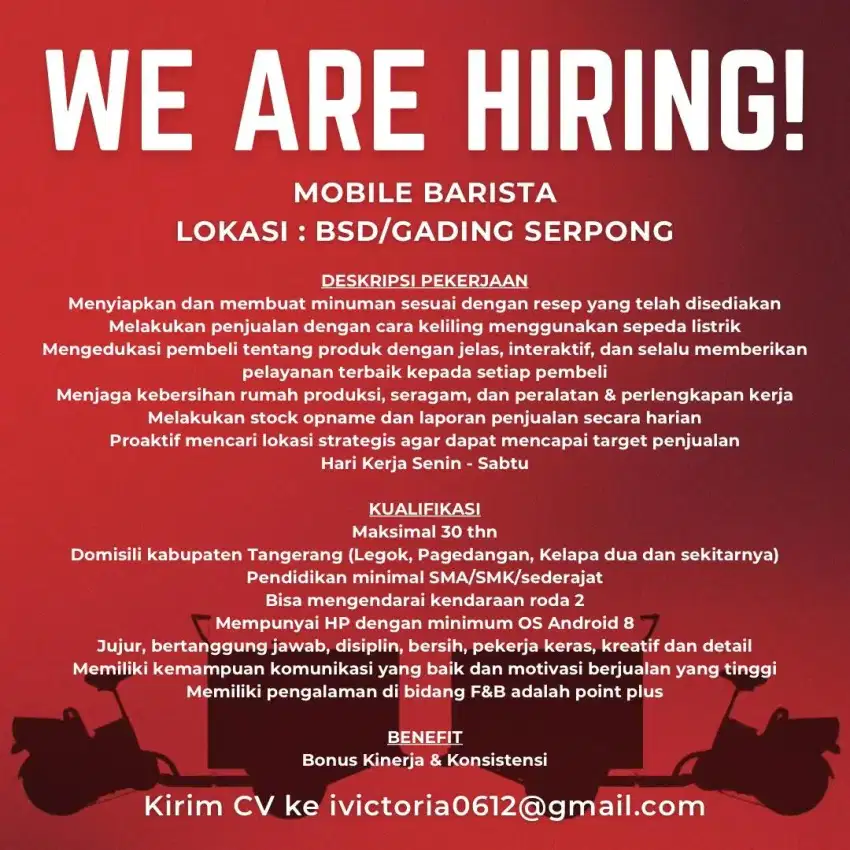 DICARI MOBILE BARISTA DAERAH BSD/GS