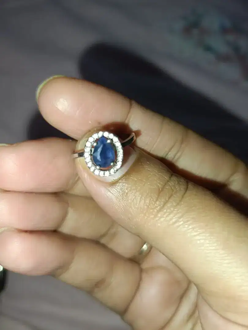 Cincin batu permata blue safir ceylon