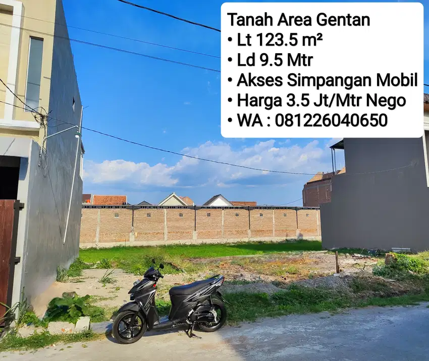 Jual Tanah Siap Bangun Area Gentan, Dekat Laweyan, Purwosari