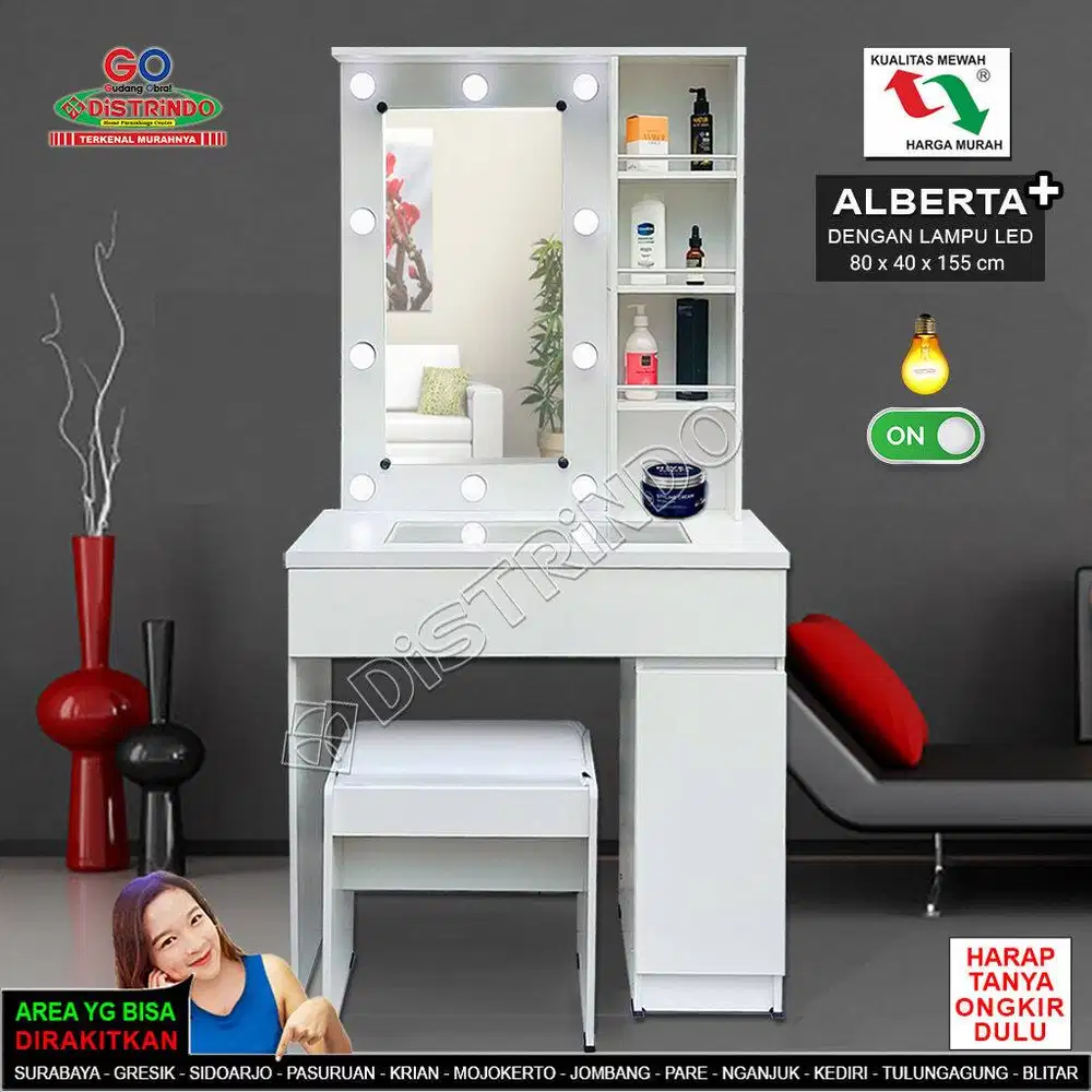 Meja rias minimalis/Meja rias dengan lampu LED  dengan Meja Kaca
