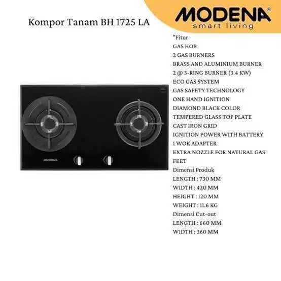 Kompor Tanam Modena BH 1725 LA