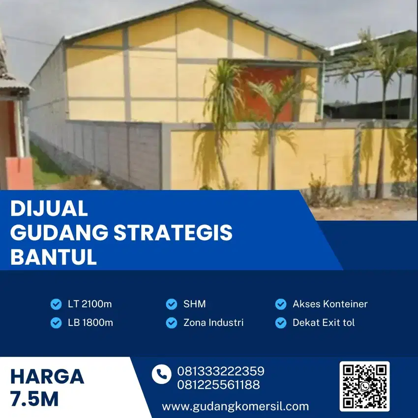 Dijual Gudang Strategis Industri 2100m2,Lokasi Bantul,Yogyakarta Bu!