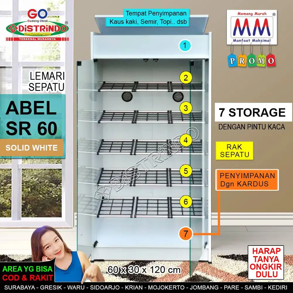 Rak Lemari Sepatu Murah 5 Rak  7 Ruang Penyimpanan