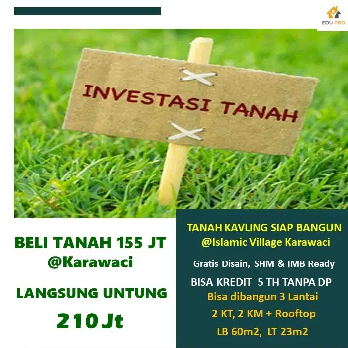 Tanah di Karawaci langsung untung 210 Jt bisa kredit 5 thn tanpa DP