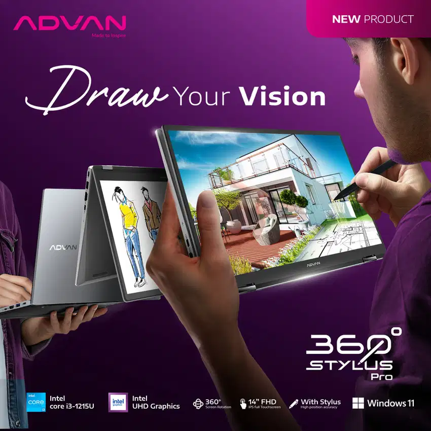 ADVAN STYLUS X360 CORE i3 gen12