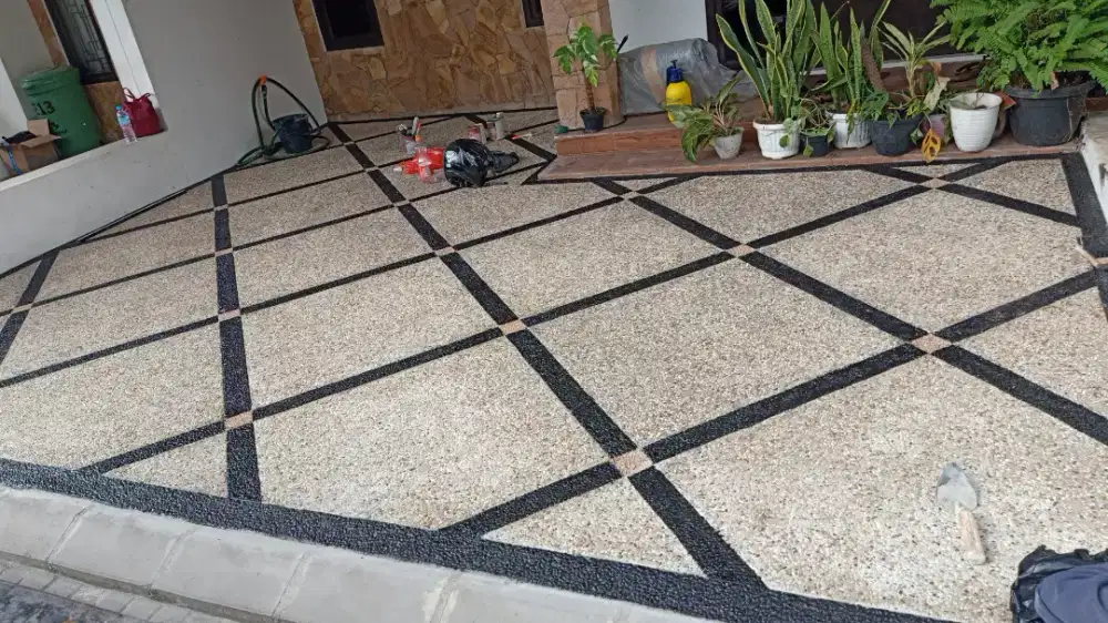 Carport batu koral sikat