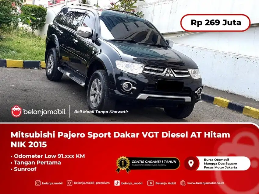 [SUNROOF] Mitsubishi Pajero Sport Dakar VGT Diesel AT Hitam 2015/2016