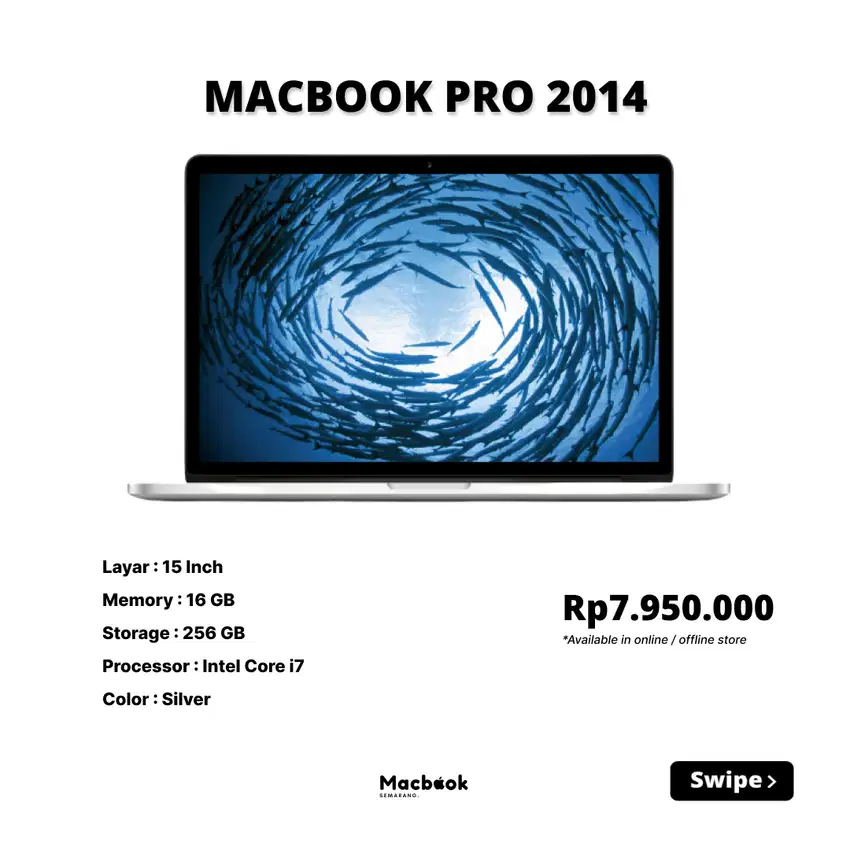 Macbook Pro 2014 RAM 16/256 GB 15 Inch, Processor Core i7