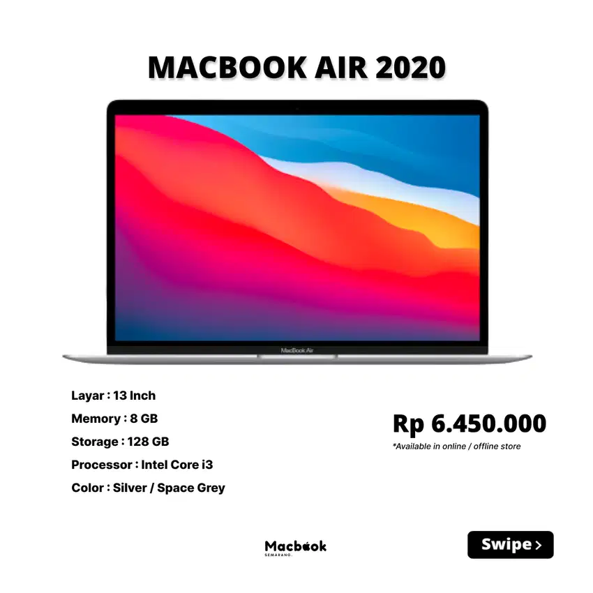 MACBOOK AIR 2020 RAM 8/128 GB i3