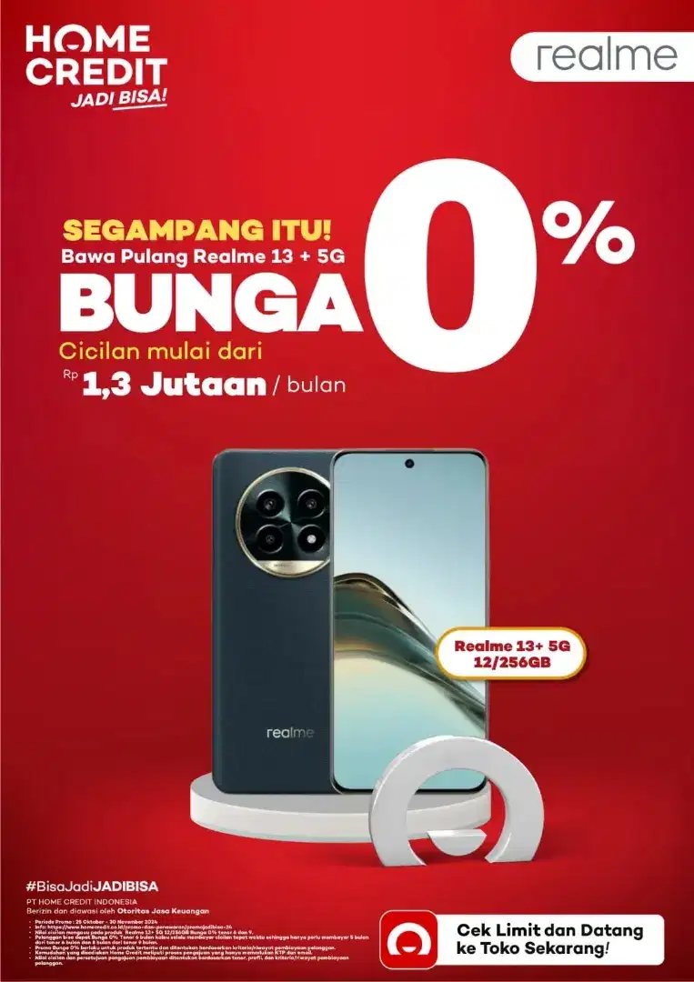 Kredit Realme 13 syarat hanya ktp promo 0%