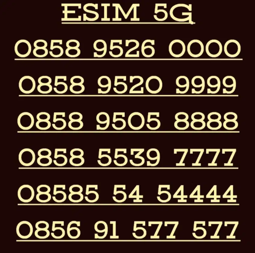 Nomor cantik indosat ESIM 5G kw 8888 dan 7777