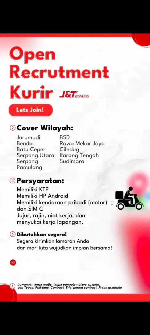 LOWONGAN KURIR/SPRINTER JNT