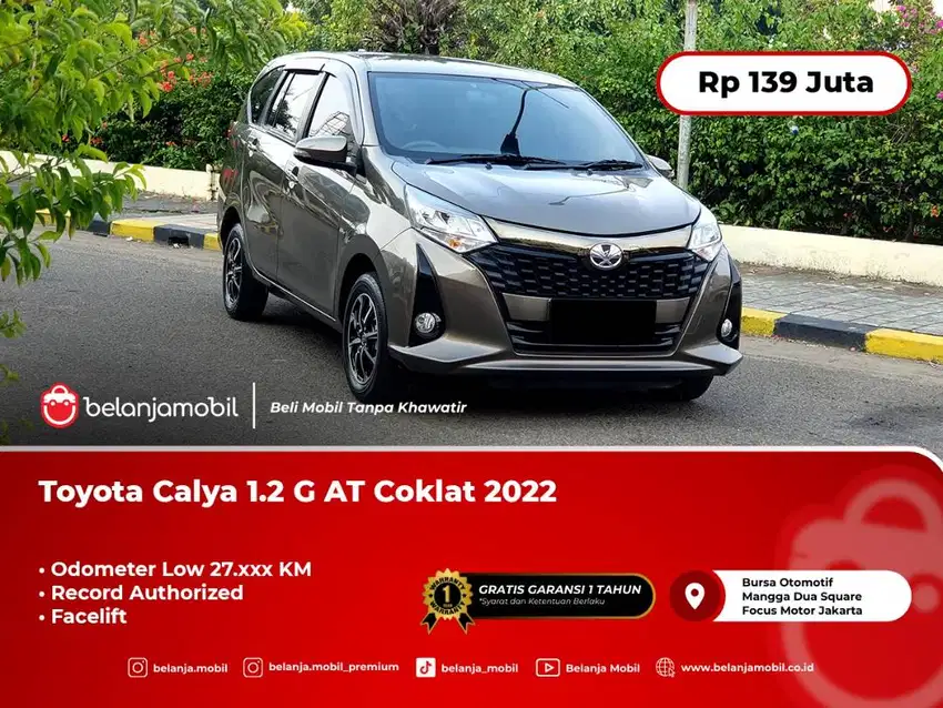 [ LOW KM ] Toyota Calya 1.2 G AT Facelift Coklat NIK 2022