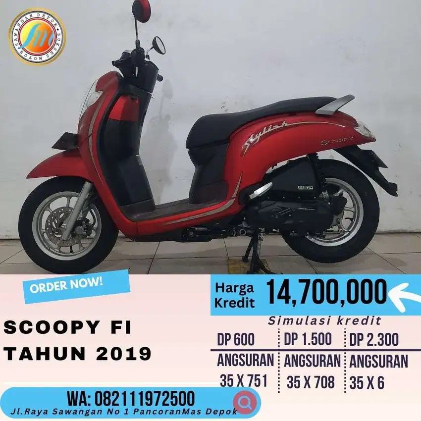 Honda Scoopy 2019 Merah DP 600K yuk cukup KK & KTP Garibet