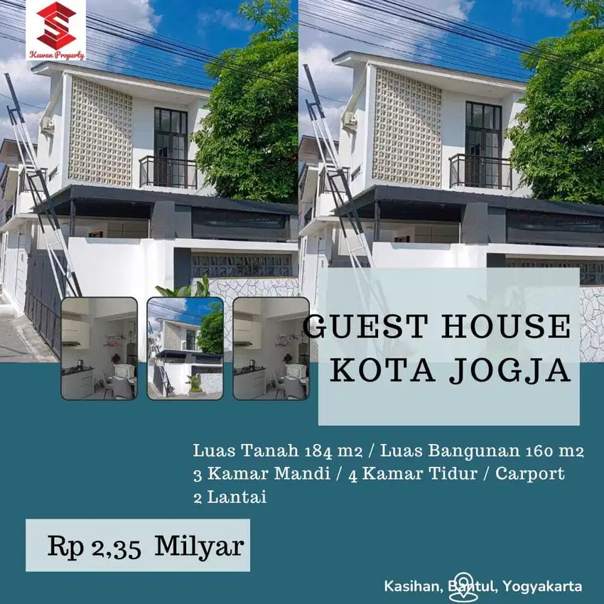 DI JUAL GUEST HOUSE DI JOGJA FULL FURNISHED DEKAT MALIOBORO KOTA