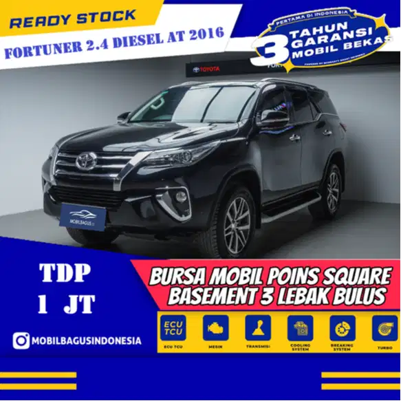 [Dp Ceper] Toyota Fortuner 2.4 VRZ SUV Diesel AT 2016 Hitam