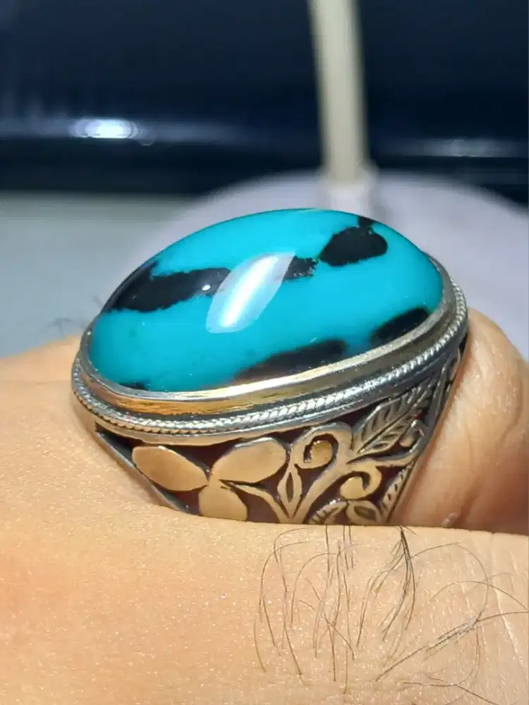 Bacan Doko Motif Loreng Jumbo Ring Perak