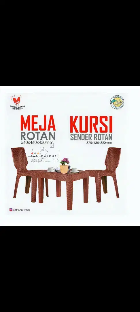 Set Kursi Plastik Tabitha (2 Kursi +1 Meja)