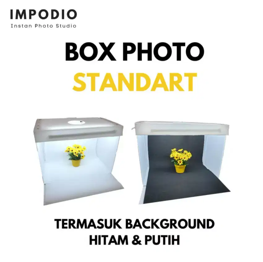 studio mini A3 IMPODIO original, 32 x 32 cm, 2 background, lampu LED