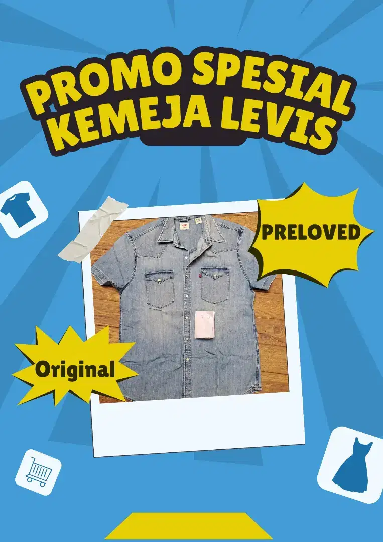 Kemeja pendek denim levis size M